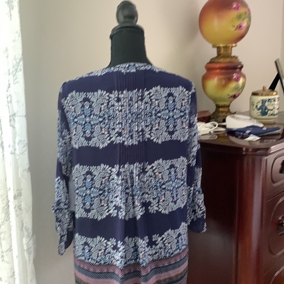 NWT Pale Sky blouse M lined with pleating 3/4 sleeve - Picture 3 of 10